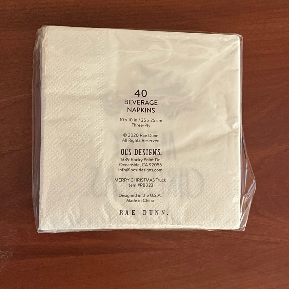 Rae Dunn Christmas Napkins with Red Truck